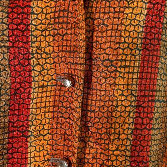 Womens Vintage Kerrybrooke 3/4 Sleeve Orange Brown Dress Button XS - Picture 6 of 8